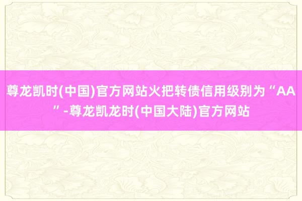 尊龙凯时(中国)官方网站火把转债信用级别为“AA”-尊龙凯龙时(中国大陆)官方网站