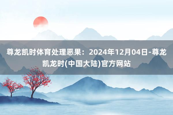 尊龙凯时体育处理恶果：2024年12月04日-尊龙凯龙时(中国大陆)官方网站