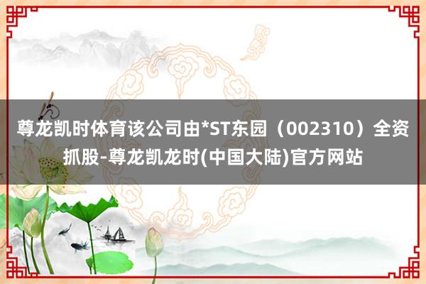 尊龙凯时体育该公司由*ST东园（002310）全资抓股-尊龙凯龙时(中国大陆)官方网站