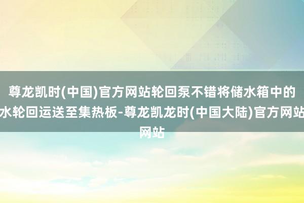 尊龙凯时(中国)官方网站轮回泵不错将储水箱中的水轮回运送至集热板-尊龙凯龙时(中国大陆)官方网站