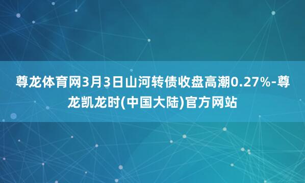 尊龙体育网3月3日山河转债收盘高潮0.27%-尊龙凯龙时(中国大陆)官方网站