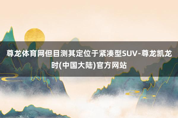 尊龙体育网但目测其定位于紧凑型SUV-尊龙凯龙时(中国大陆)官方网站