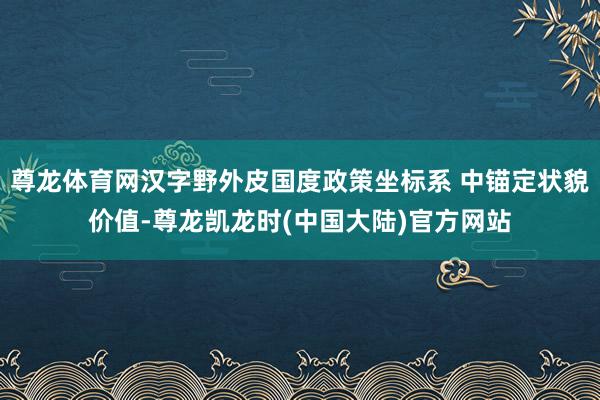 尊龙体育网汉字野外皮国度政策坐标系 中锚定状貌价值-尊龙凯龙时(中国大陆)官方网站