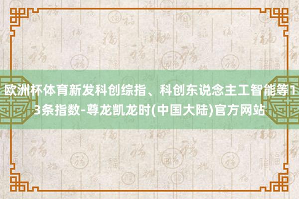 欧洲杯体育新发科创综指、科创东说念主工智能等13条指数-尊龙凯龙时(中国大陆)官方网站
