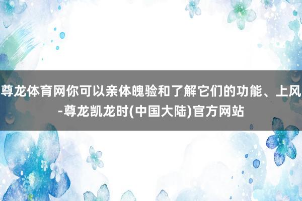 尊龙体育网你可以亲体魄验和了解它们的功能、上风-尊龙凯龙时(中国大陆)官方网站
