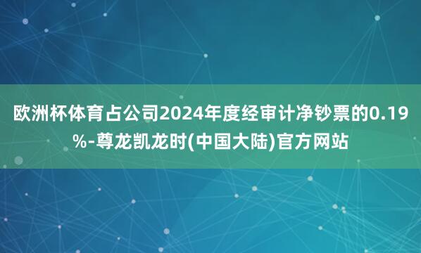 欧洲杯体育占公司2024年度经审计净钞票的0.19%-尊龙凯龙时(中国大陆)官方网站